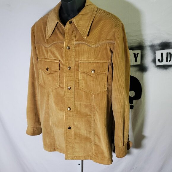 Johnny Carson Tan Snap Jacket sz 44L Mens